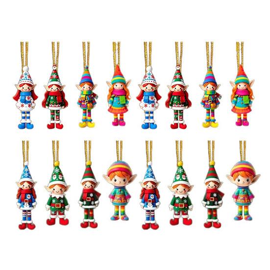 Christmas Elf Ornaments Wooden Elf Boys Girls Christmas Tree Hanging Ornaments for Home Tree Indoor Outdoor Holiday Decor