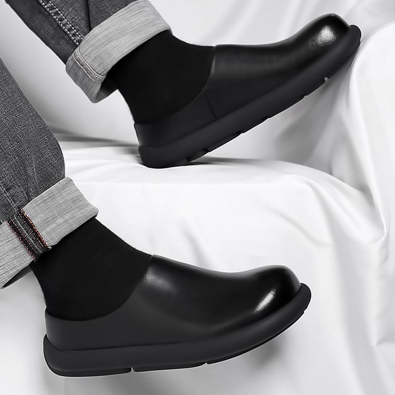 2025 New Arrival Lazy Flats Comfy Half Drag Mens Casual Leather Sandals Leisure Walk Slippers Vacation Handmade Muller Shoes