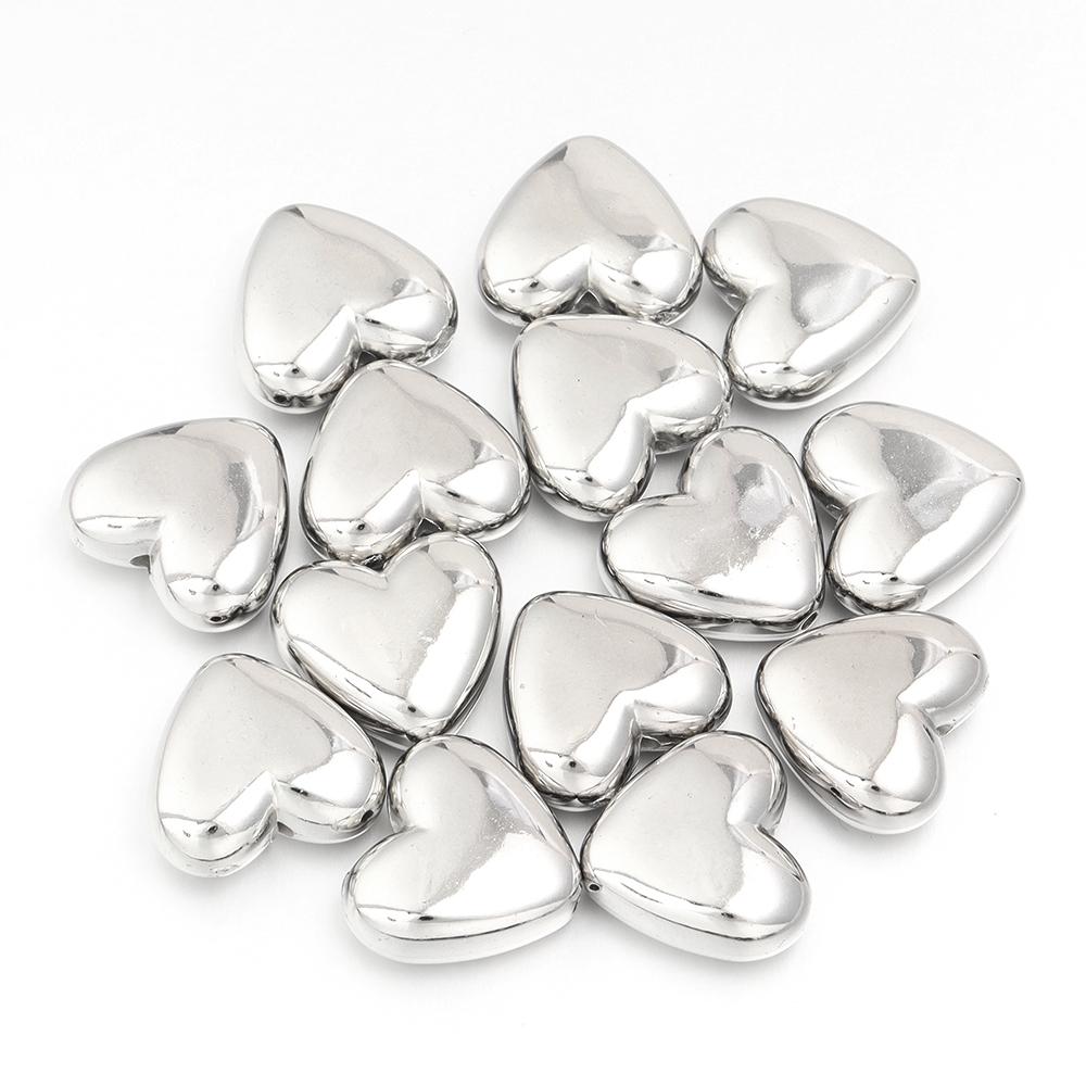 20pcs/lot CCB Heart Charms Rhodium Color Spacer Pendant Beads For DIY Jewelry Making Handmade Bracelets Earrings Accessories
