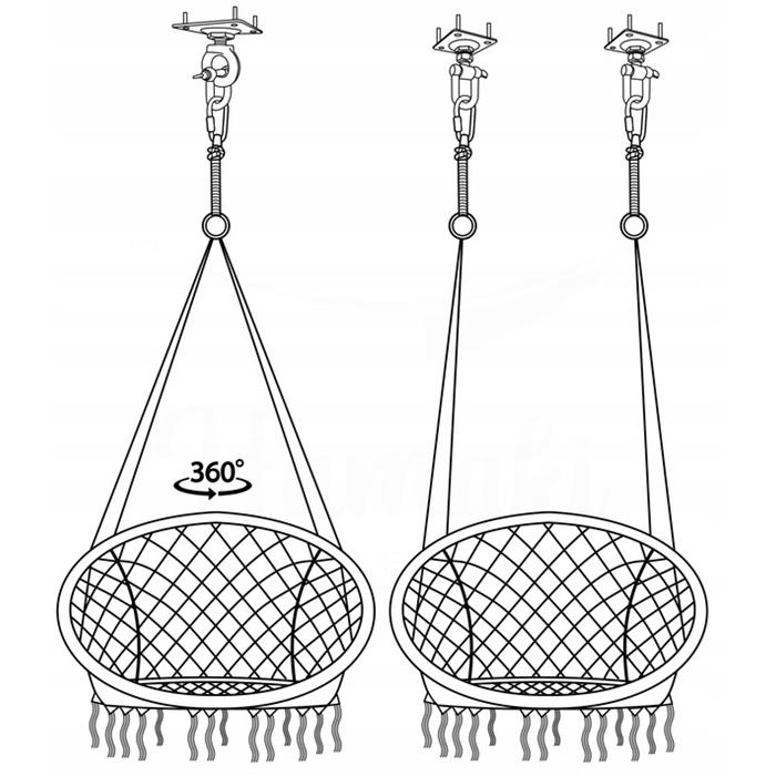 Stork's Nest Swing Hanging Chair Garden Boho for Home Garden 120cm - gray