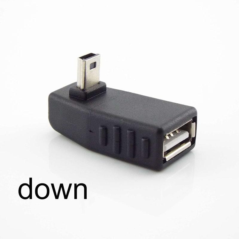Mini USB 5kolíkový samec na USB typ A samice 90stupňový úhlový převodník Konektor dat synchronizace OTG adaptér pro auto PC Tablet Telefon U-Disk