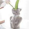 ABWR-Nordic Style Flower Vase Women Body Half Face Flower Pot Vase Art Crafts Bedroom Living Desktop Decoration