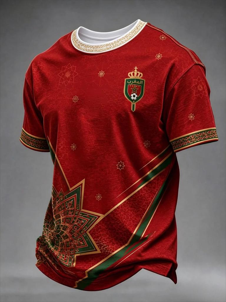 Marocco 2026 Maglia da Calcio da Trasferta Nera Verde Manica Corta Maglia da Calcio Stampa Unisex Fan Supporter Maglietta Sportiva Top
