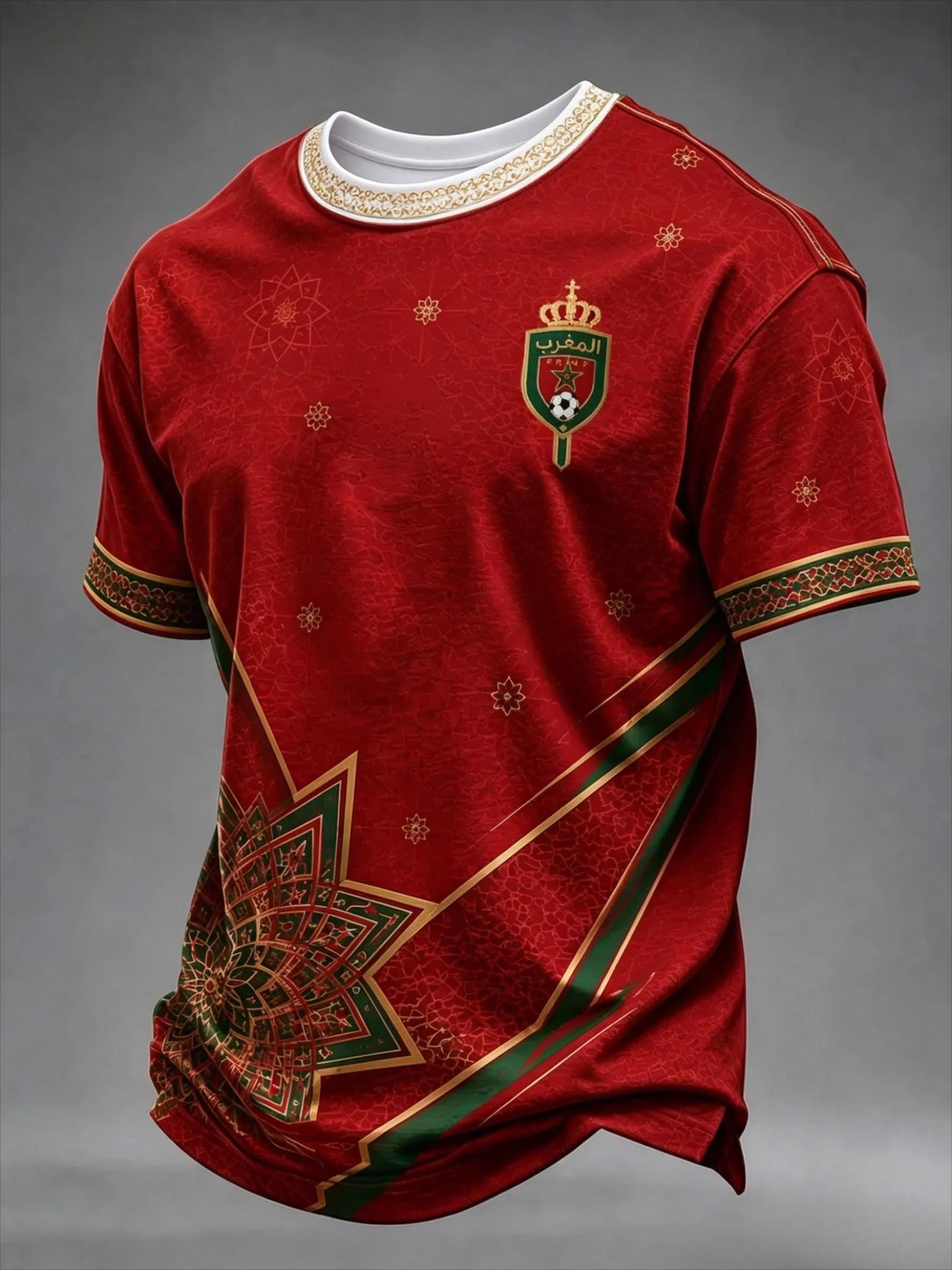 HLIHL Marokko 2026 Uit Voetbalshirt Zwart Groen Korte Mouw Voetbalshirt Print Unisex Fan Supporter Sport T-shirt Top 2XL grijs