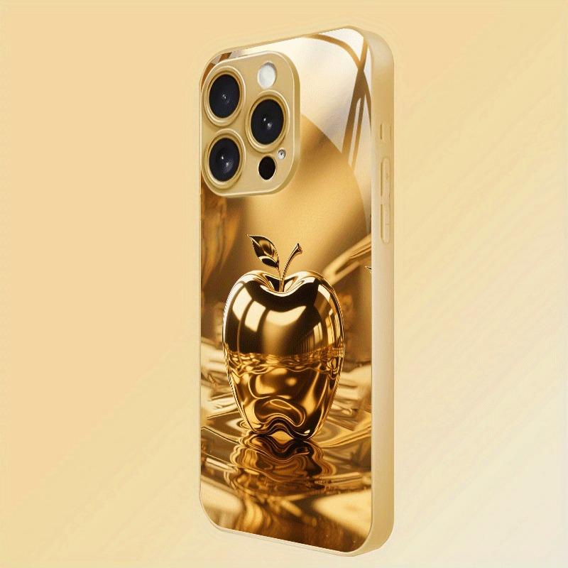 Luxury Crystal For Apple Pattern Metallic Paint Glass Phone Case For iPhone 11 12 13 14 15 16 17 Pro Max 15 Plus 17Air 16E Cover