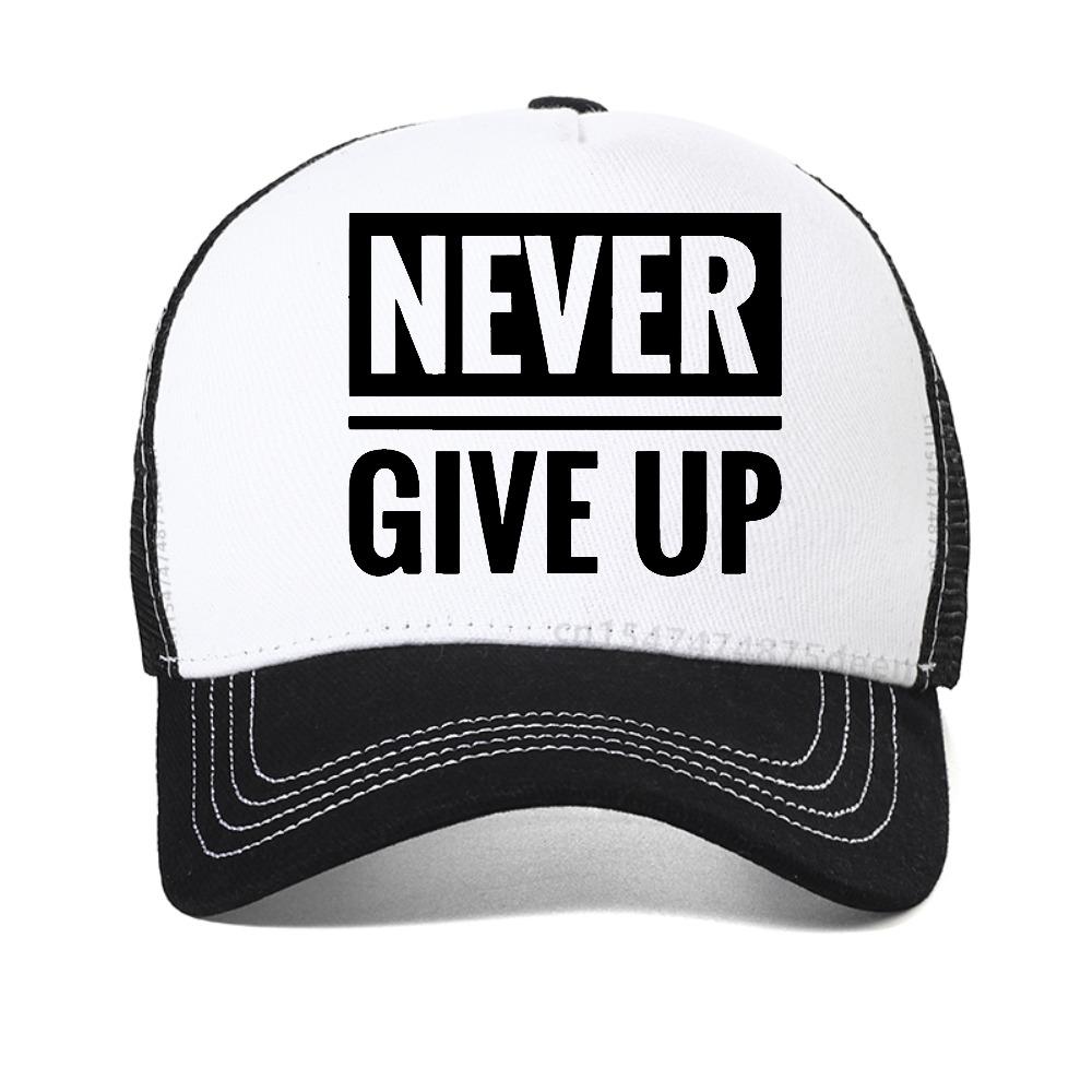 never give up Print Design baseball cap Men'S summer outdoor Adjustable Sports Caps fashion Breathable mesh Snapback hat