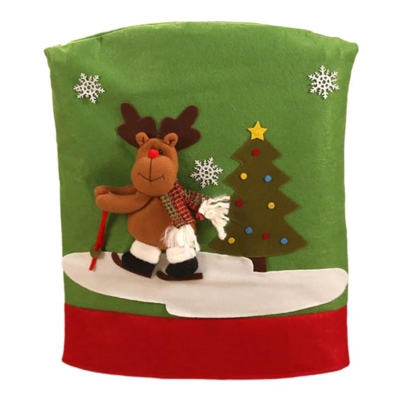 Christmas Chair Cover Cartoon Santa Claus Elk Chair Back Home Decoration New Year Dining Seat Cover Holiday Party Decoration 2590₽