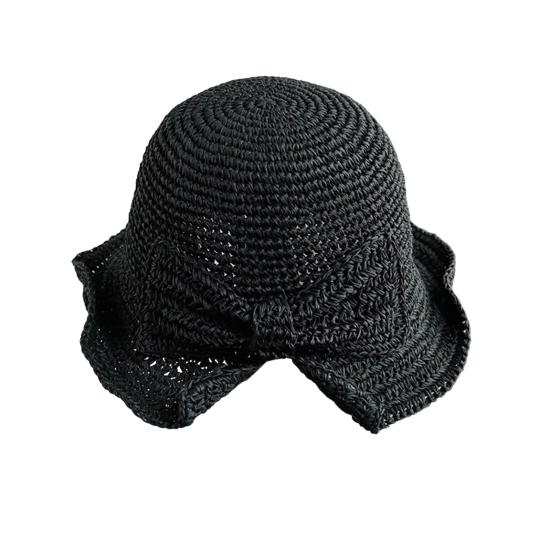 Straw Hat Bowknot Decor Wide Brim Foldable Summer Hat Sun Protection Lightweight Outdoor Travel Sun Hat Sunshade Accessory