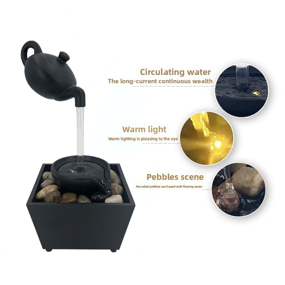 Circulating Water Flow Chinese Fengshui Waterfalls ABS Flowing Water Ornaments  Gift