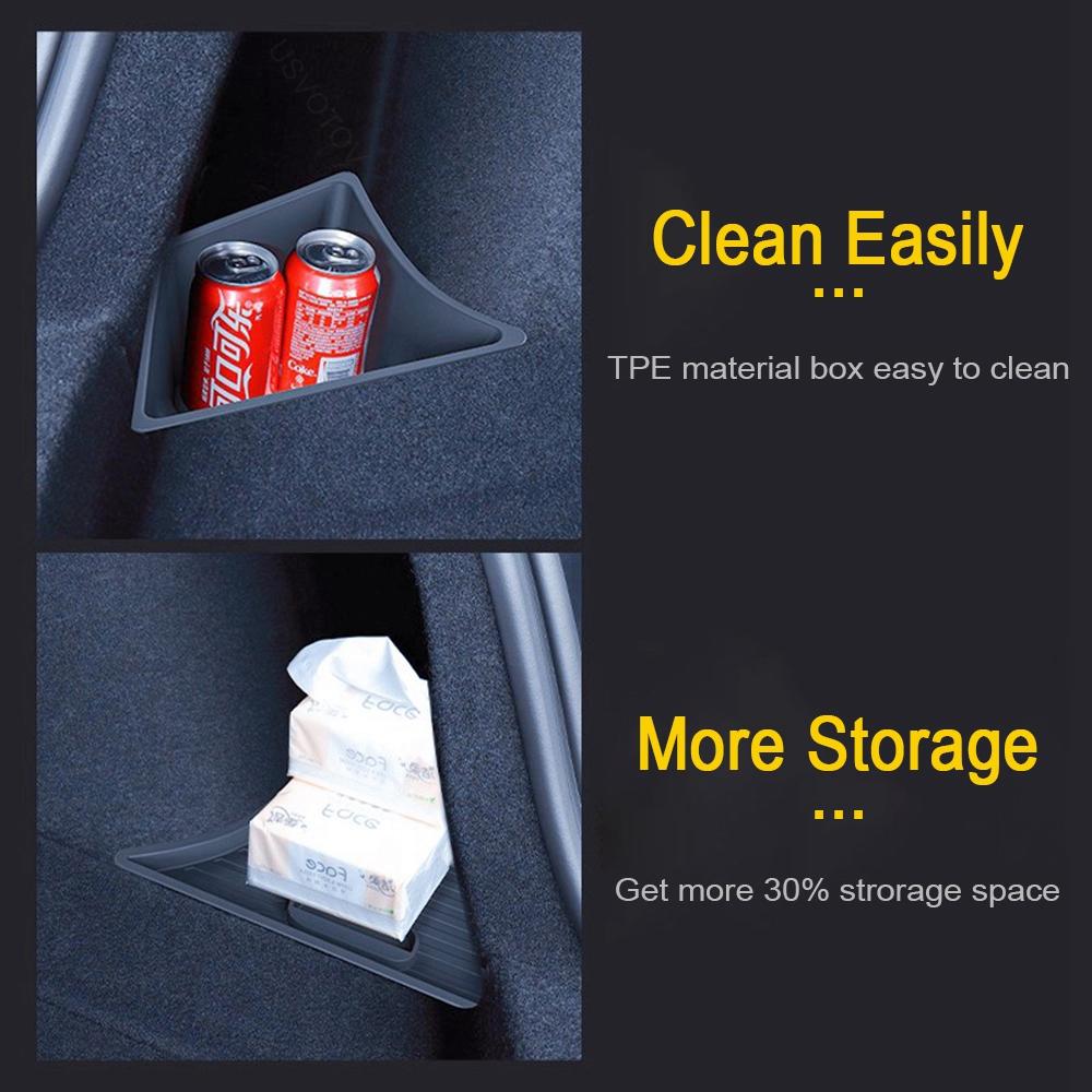 For 2025 2025 Tesla Model 3 Highland Rear Trunk Side Storage Box with Cover Tail Boot Organizer Mat Pad Decoration Accessories