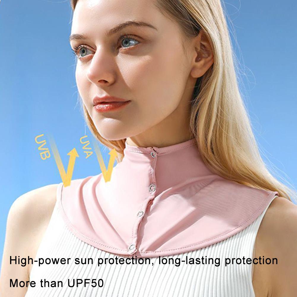 Women Anti-UV Fake Collar Shawl Cooling Neck Wrap Pullover Shoulder Neck Gaiters Ice Silk Sunscreen Outdoor Solid Color Protect