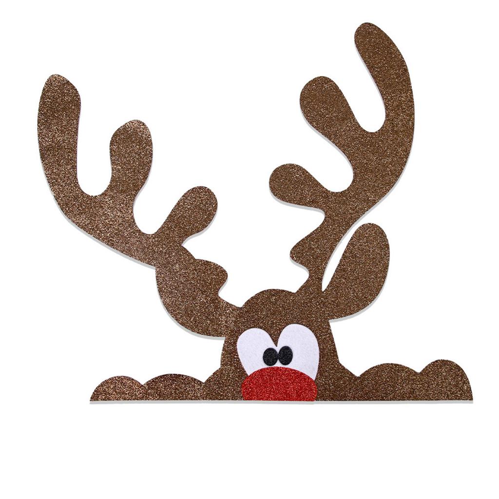 Cartoon Moose-Shape Door Stickers Felt Cloth Christmas Cute Exquisite Door Pasters For Xmas Window Decoration