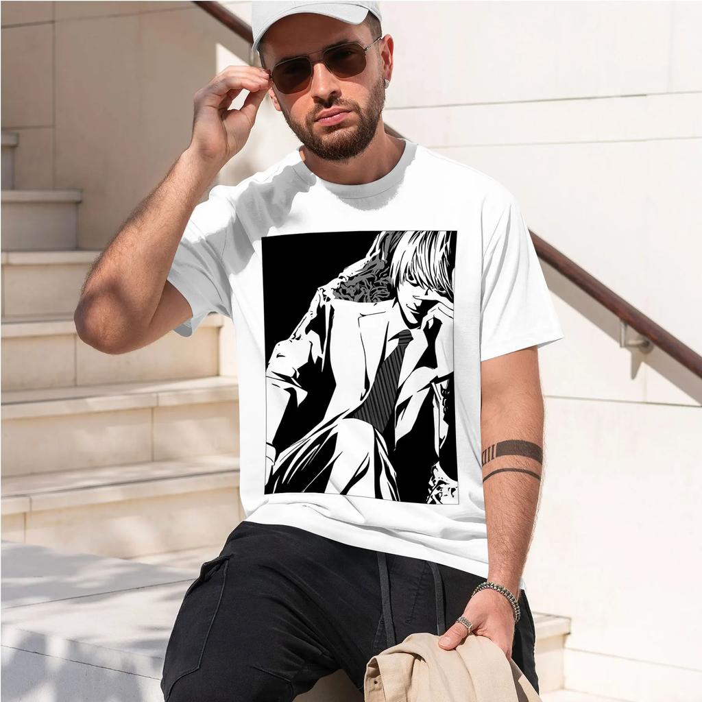 Yagami Tsuki 2026 New Fashion Heavyweight Hot Selling Retro Printed Pattern Fun Round Neck Tshirt For Daily Comfort