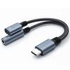 Qoltec Adapter Przejściówka 2w1 USB-C | USB-C | Jack 3.5mm | PD 15W | 10cm | Aluminium