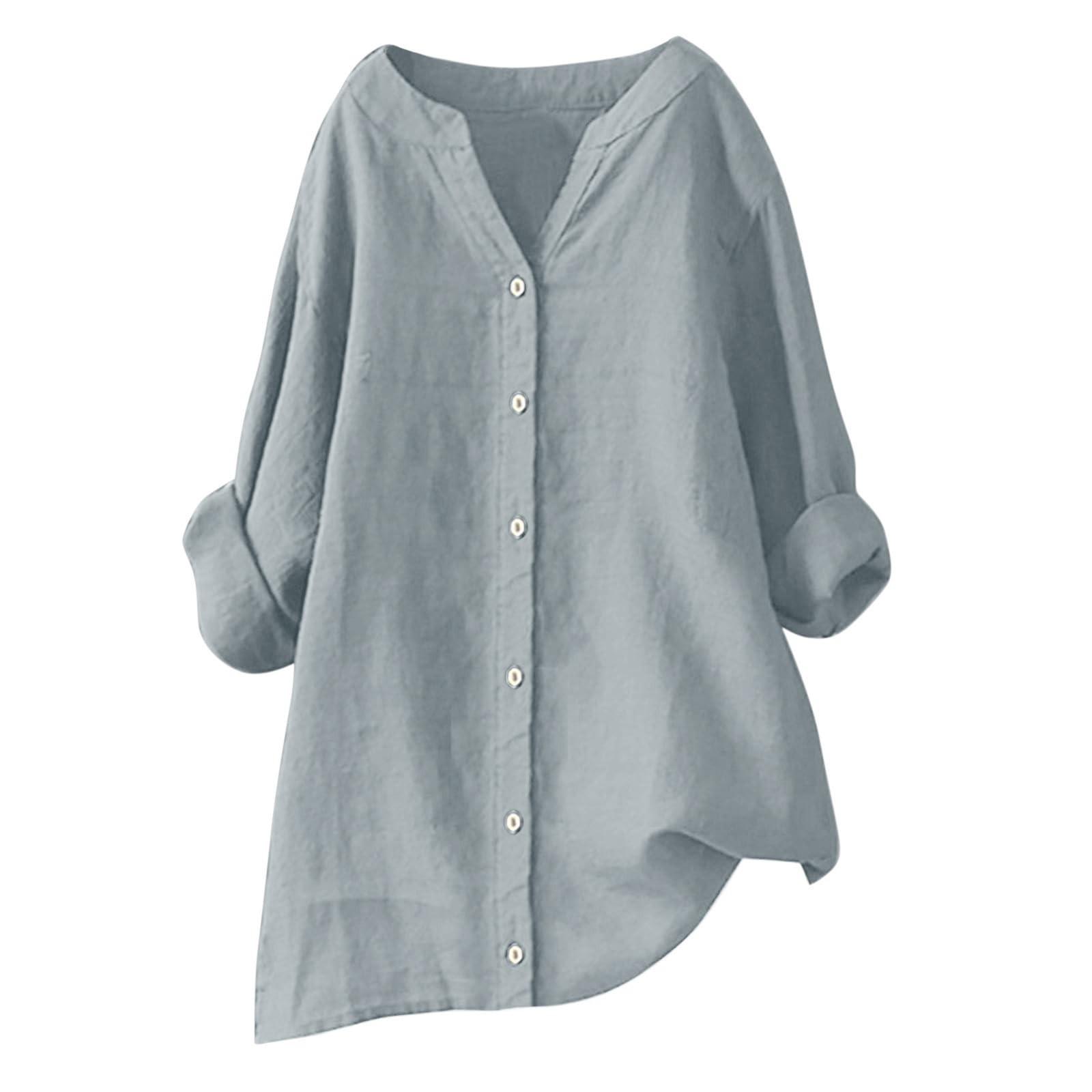 

Women s Long Sleeve Button Color Loose Shirt Casual Shirt L