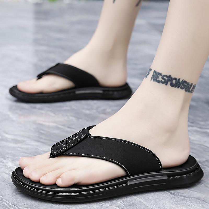 

Высококачественные модные мужские шлепанцы, летние пляжные шлепанцы, мужские повседневные дышащие нескользящие пляжные тапочки для мужчин, летние уличные 38 чёрный