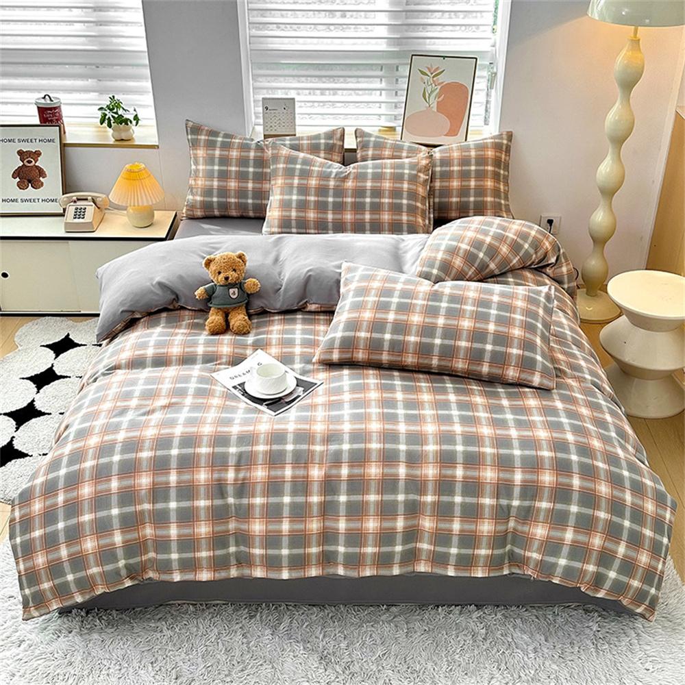 Japanese Checkered Style Duvet Cover Double Side Bed Cover Home Comforter Cover with Pillowcase 75*50 For Boys' and Men'sBedroom