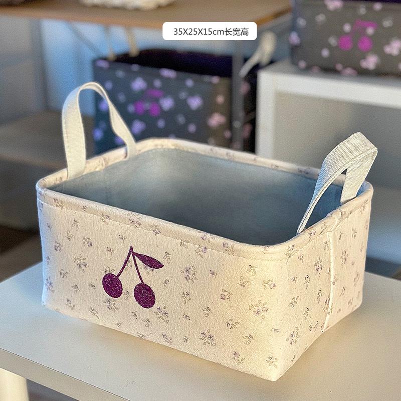 Pastoral Fabric Desktop Storage Basket Storage Box Washable Folding Box Organizing Box Car Wardrobe Clothes Storage Box