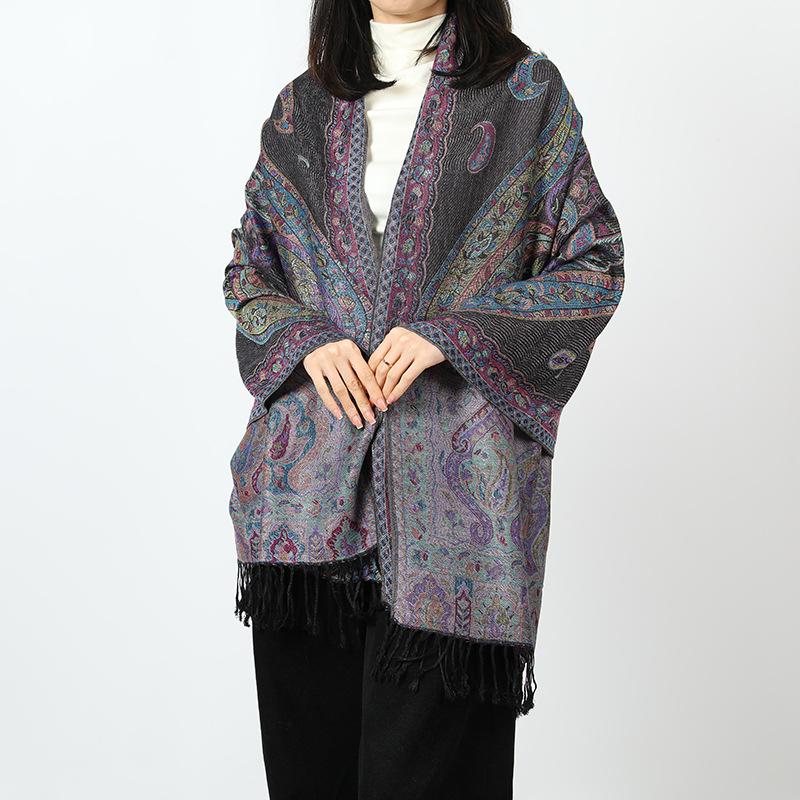 Jacquard cashew fringed shawl new autumn and winter women's headscarf floral extended scarf