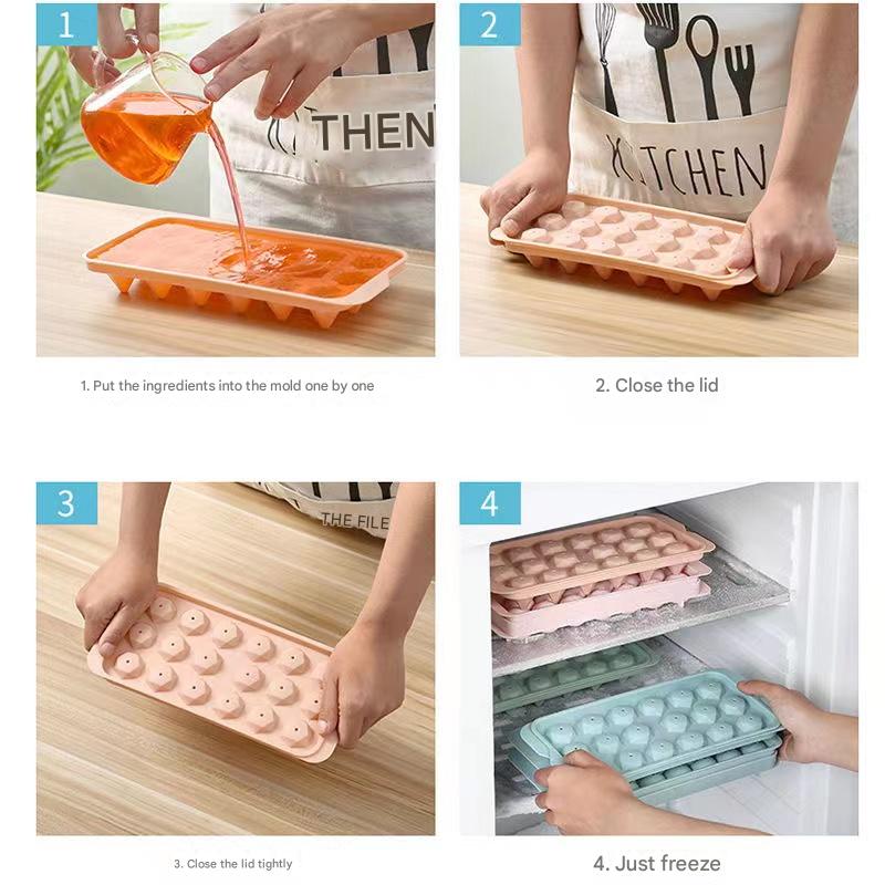 33 Grids Reusable Food Grade Silicone Ice Cube Tray Mold, Summer Kitchen Accessories for Camping, Easy Release, Durable