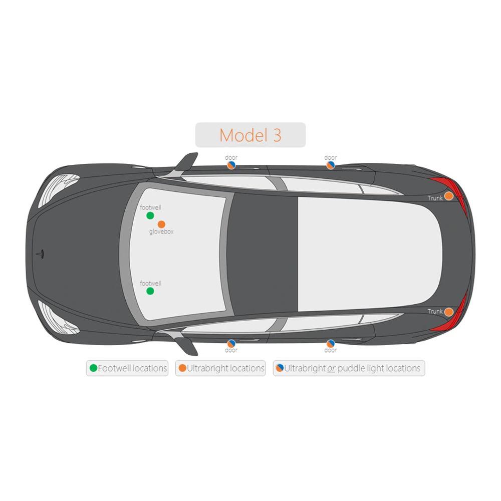 Tesla Model 3/X/S Footwell, Welcome, and Trunk Ambient Lights
