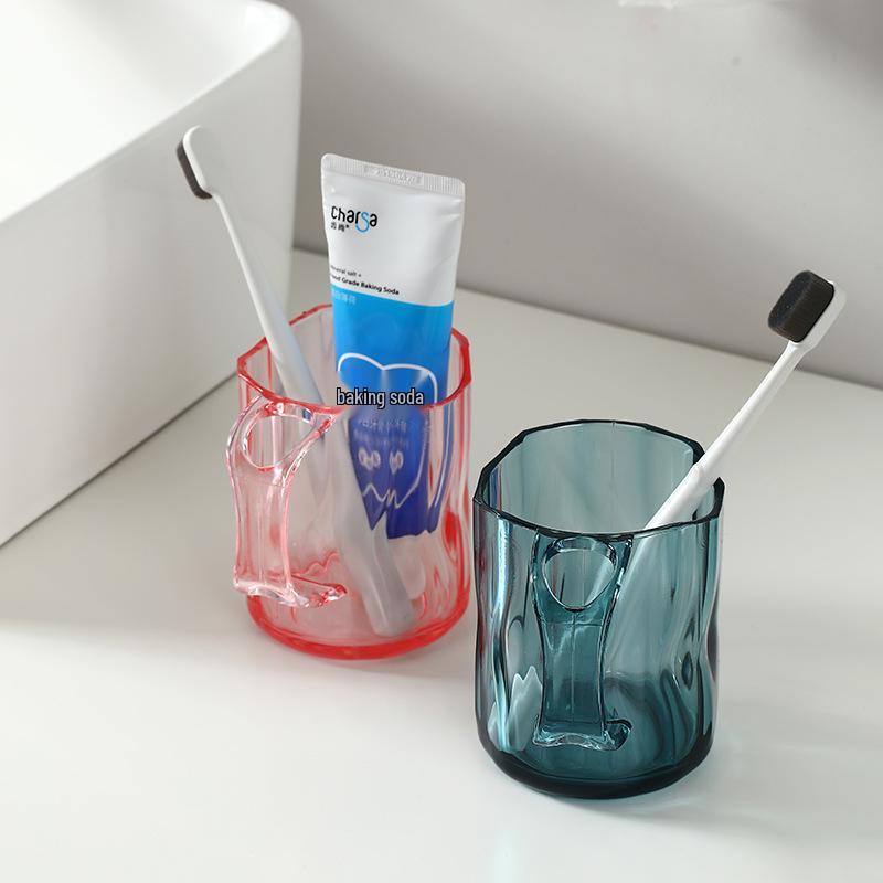 Nordic Geometric Transparent Wash Cup with Toothbrush Holder