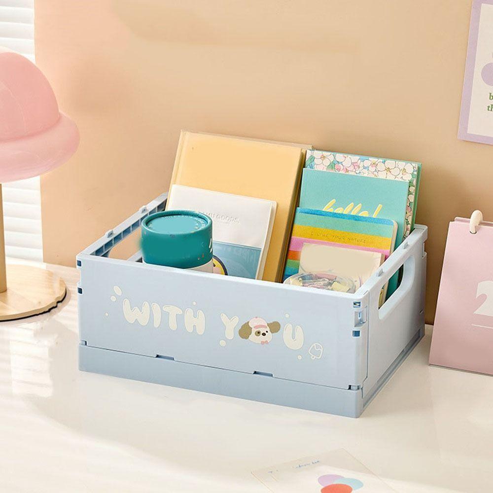 Dopamine Foldable Storage Basket Cartoon Stationery Cosmetic Rack Sundry Organizer  Desktop