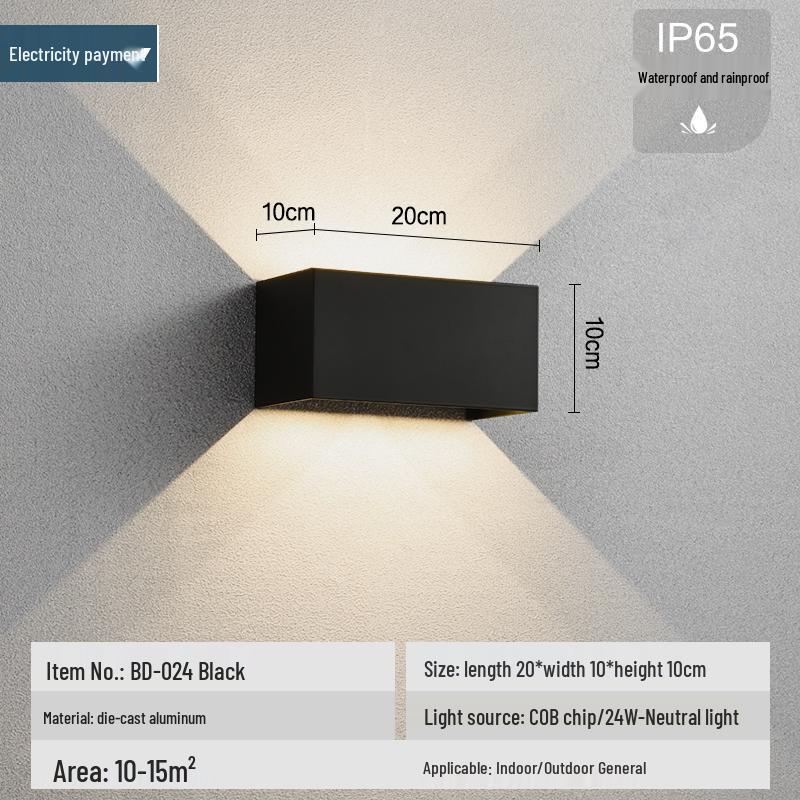 Universelle Wasserdichte Wandfluterleuchte für Balkon, Innenhof oder Terrasse - Außenbeleuchtung Up and Down