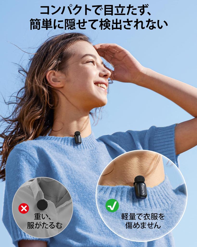 BOYA mini Wireless Microphone [Ultra-Mini 360° Sound-Picking Pin Microphone] Type-C Wireless Microphone, Compatible with iPhone 1615 Series,