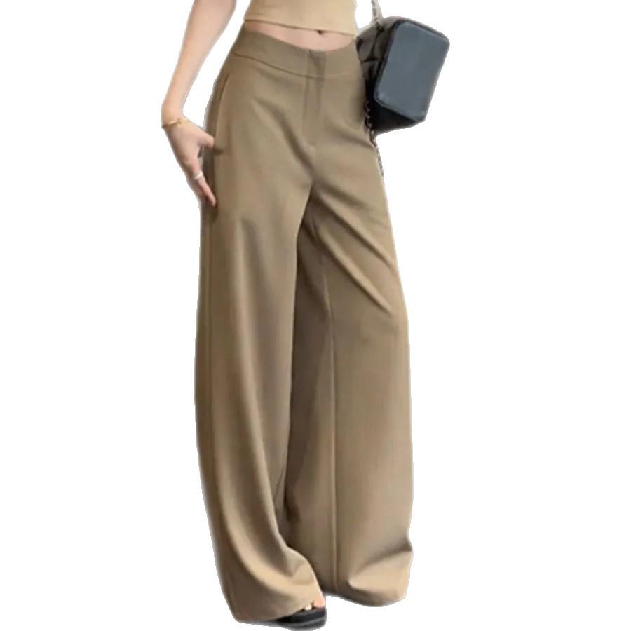 Vintage Korean Slim Straight-Leg Suit Pants for Women - Spring/Summer
