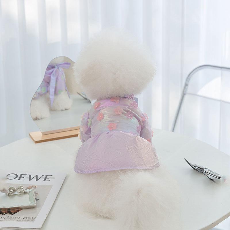 23 years of new laser technology dog dress spring and summer thin medium and small dog Pomeranian small dog clothes