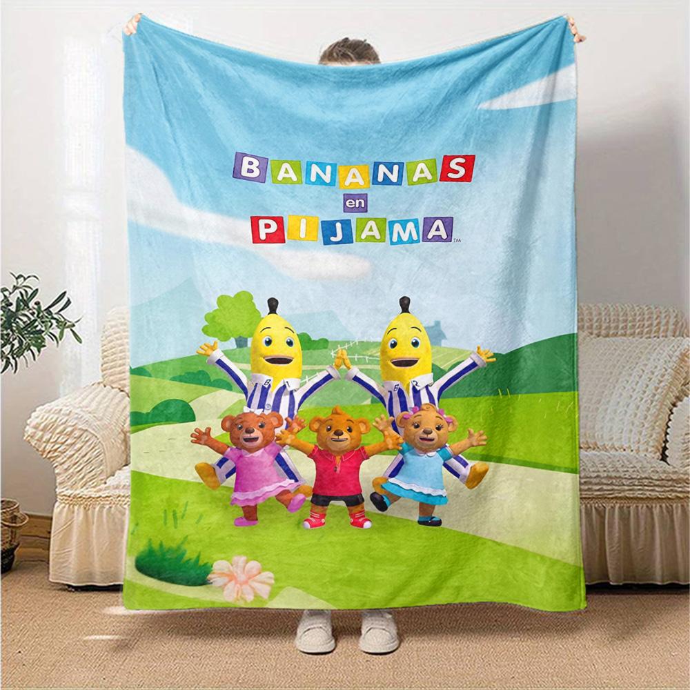 Bananas In Pyjamas Print Flannel Blanket High Quality Warm Comfortable Cover for All Seasons Perfect for Gifts Home Decor
