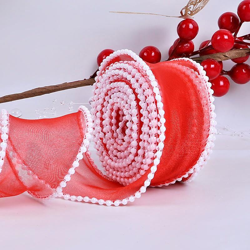 Pearl Fish‑Tail Tulle Ribbon, Decorative Tape for Flower Cake Gift Box Wrapping, Bow Making Handmade DIY Craft Material