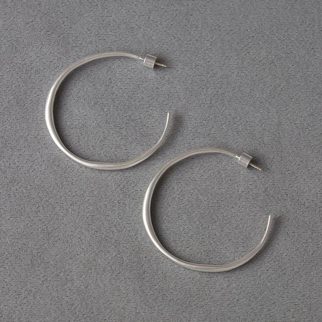 Electroplated Silver Polished Large Hoop Earrings - Simple European Design