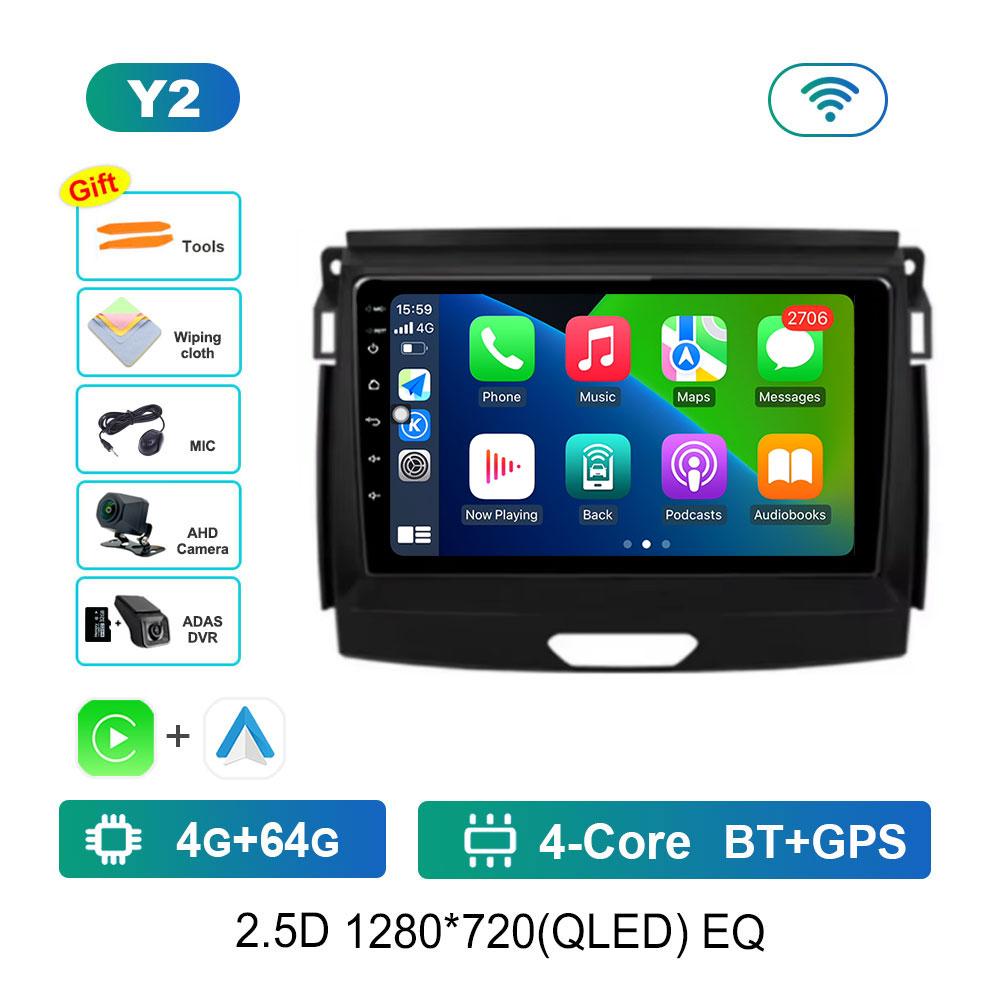 Car Video Multimedia Player Bluetooth Carplay for Ford Ranger 2015 - 2020 WiFi 4G Android OS GPS Navi 2.5D Screen Auto Tools