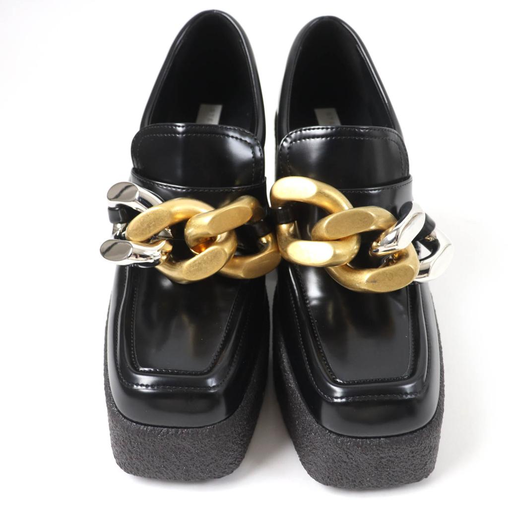 Stella McCartney loafers Chain detail chunky heel black leather Women 38 810103 Used