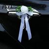 Easy Install Wedding Car Kit Artificial White Rose Decoration, Door Handle & Rearview Mirror Flower Bouquet Weather Resistant Flowers with Satin