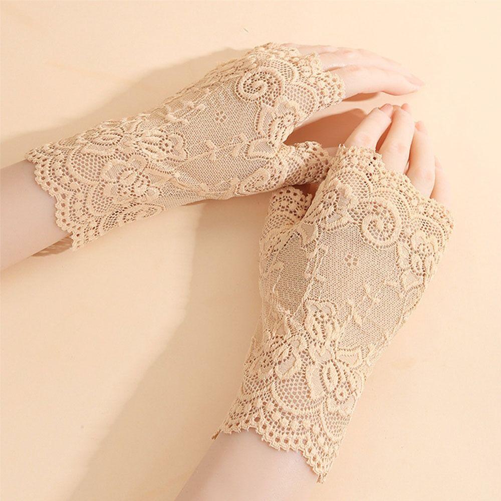 Half Finger Lace Gloves Sunscreen Performance Gloves Fashion Wedding Bridal Gloves  Spring Summer