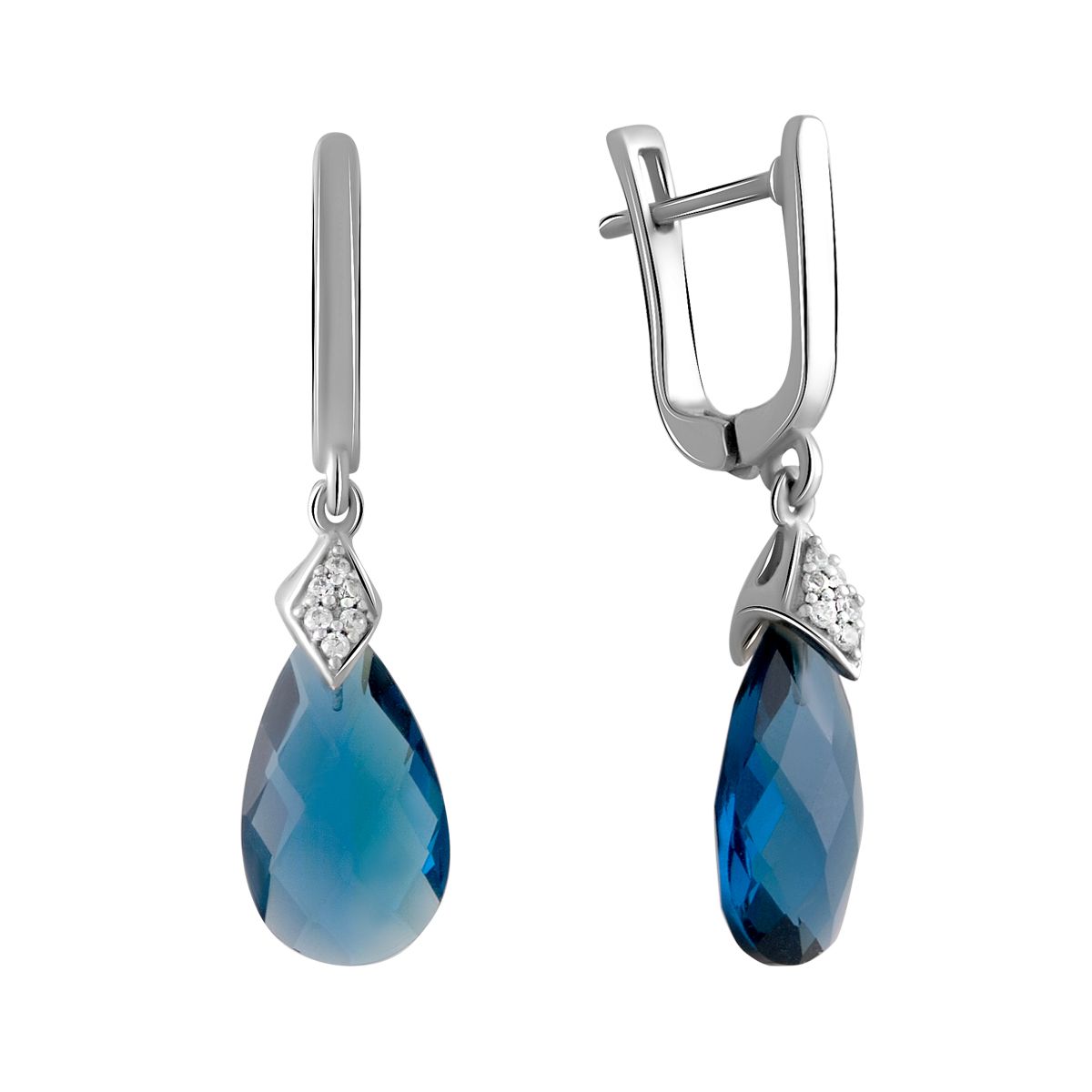 

Срібні сережки з топазом Лондон Блю 8.373ct (2041191) синій