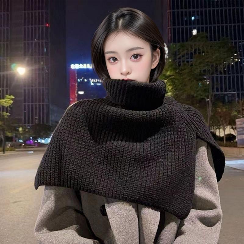 High Collar Shawl Winter Keep Warm Neck Protection Pullover Knitted Scarf For Women