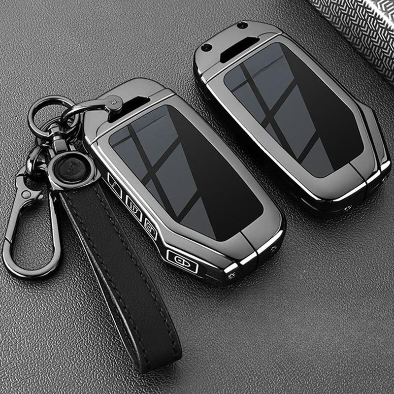 Zinc Alloy Key Cover Case for KIA K3/Seltos/EV5/Sportage/Stonic/KX3/Sportage/EV9 - Protective Key Fob Shell Key Bag Chain