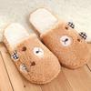 Cute Bear Winter Warm Anti Skid Slippers Soft Plush Indoor Couple Home Slipper Shoes
