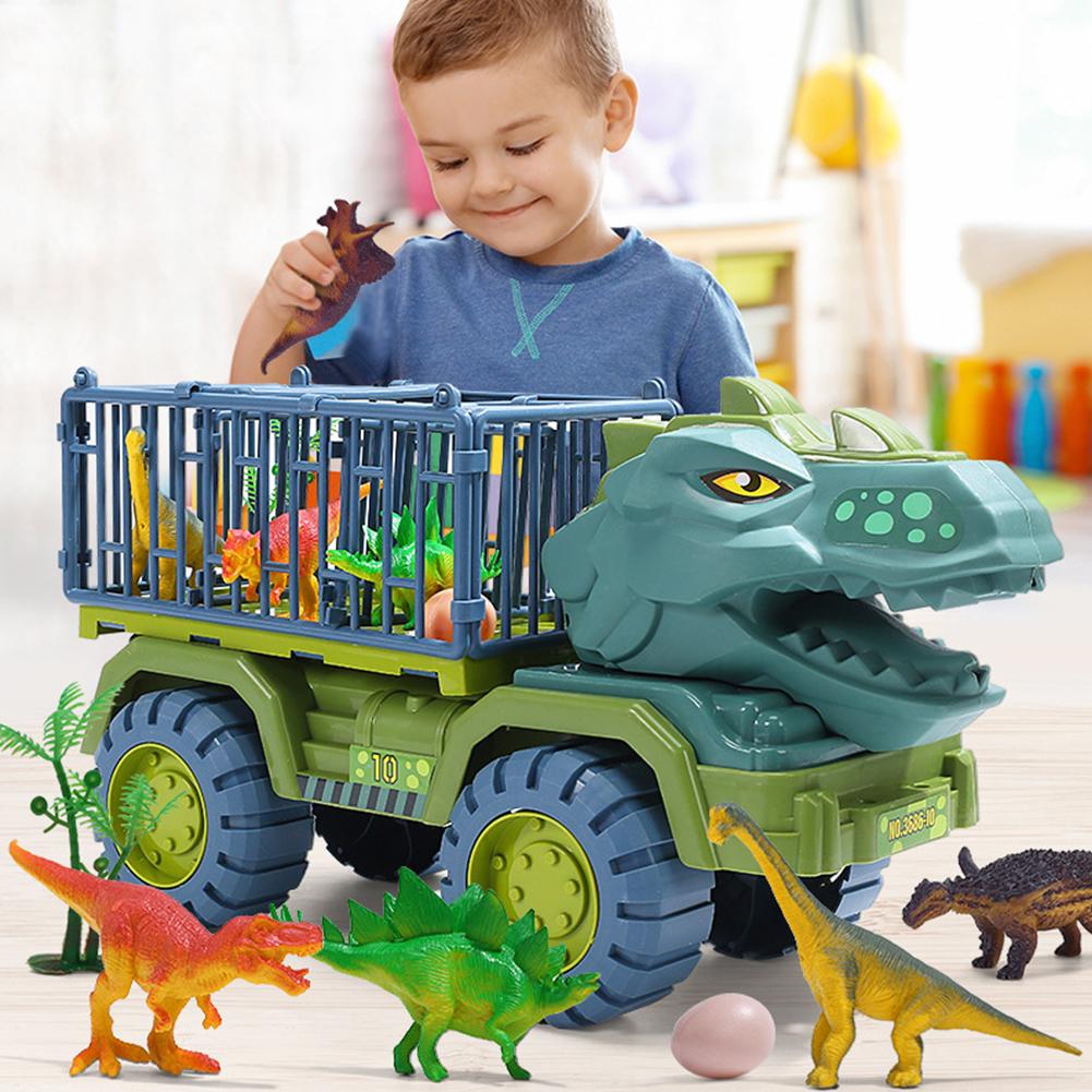 Children Dinosaur Engineering Car Toys Kids Large Size Transport Excavator Vehicles Carrier Truck Toy Pull Back Vehicle Gifts