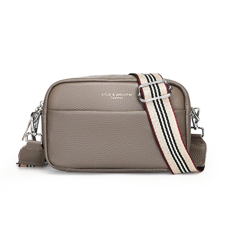 Leather Leather Bag Women'S Fashion Simple First Layer Cowhide Messenger Bag Soft Leather Small Square Bag