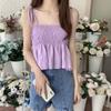 Beautiful Summer Internet Celebrity New Women's Sweet Bubble Pleated Lace-up Suspender Vest Top