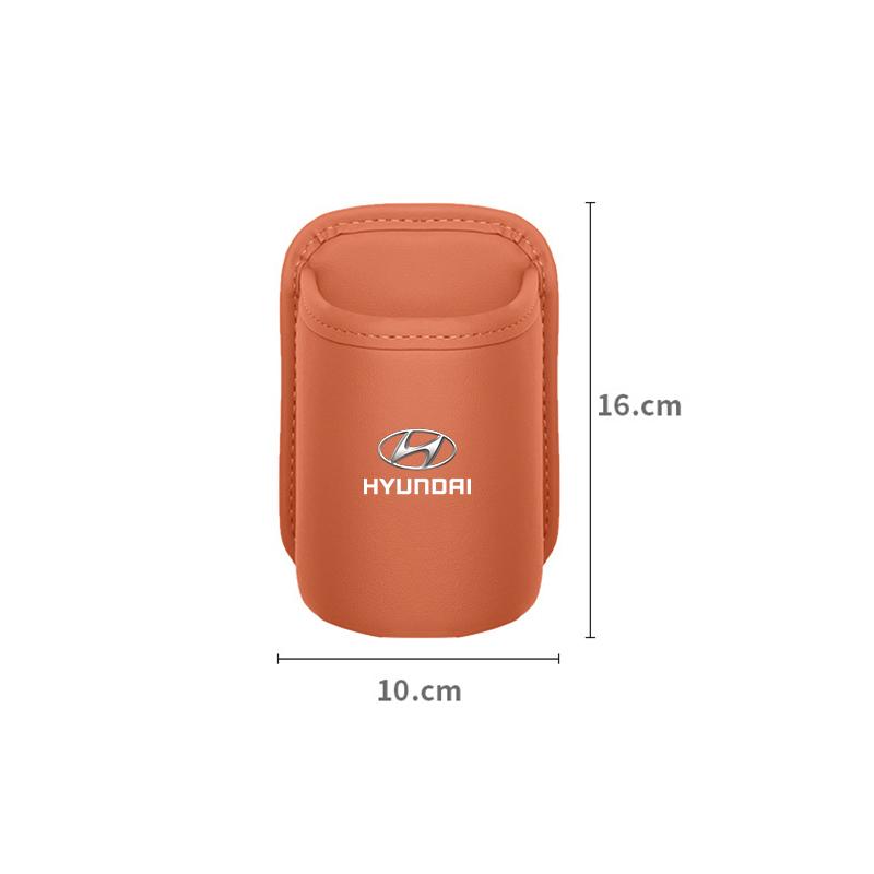 PU Leather Car Door Edge Storage Box Cup Holder Hyundai IX35 I20 I40 Accent Tucson Kona Elantra Sonata Genesis In-Car Trash Can KK9
