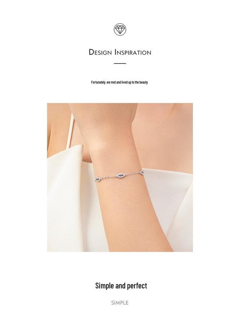 Modian S925 Sterling Silver Devil's Eye Diamond Bracelet for Women - Light Luxury European American Style.