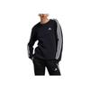 Adidas Essential Letter Logo Striped Crew Neck Loose Sweatshirt Women sweatshirt Black HZ5744