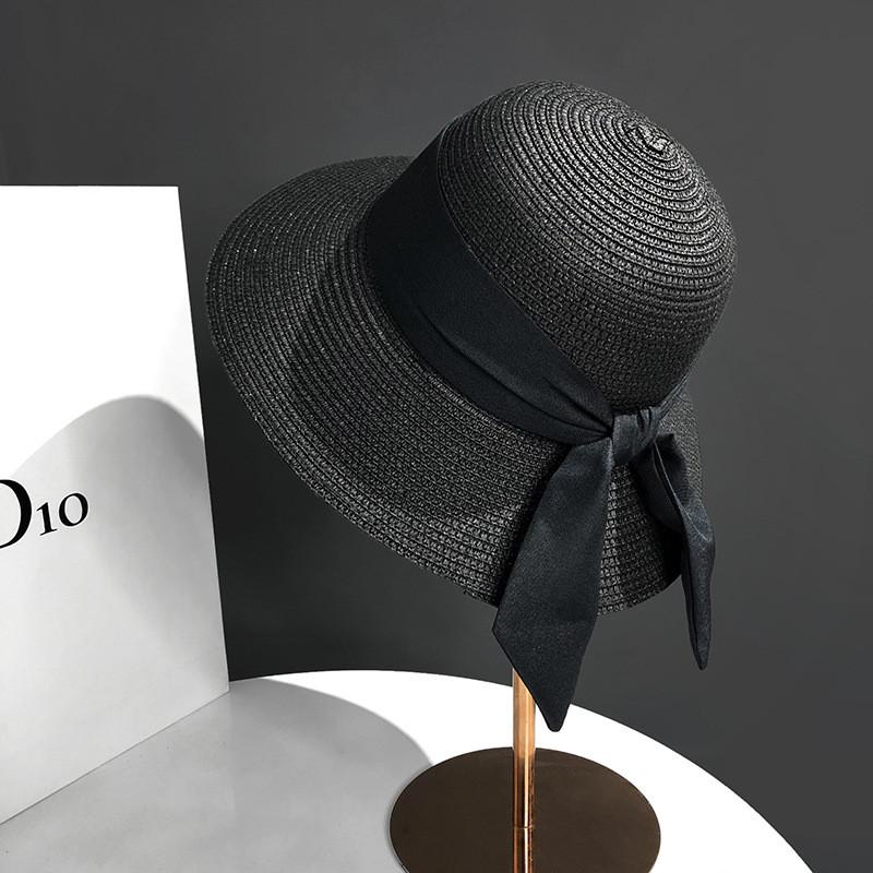 Womens Chic Straw Beach Hat Adjustable Fit Elegant Bow Perfect Outing Summer