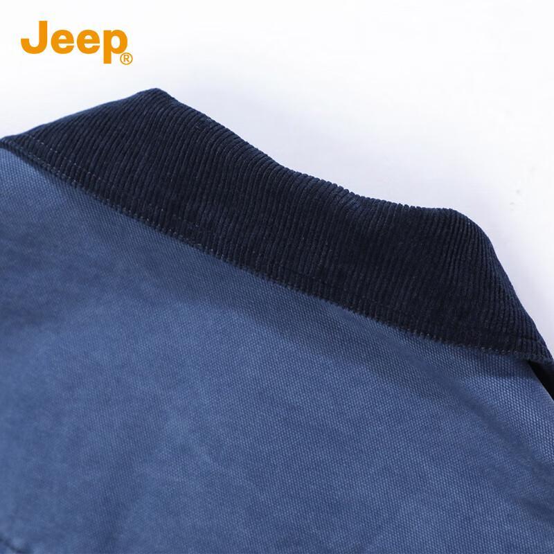 Jeep Men's Contrast Collar Cotton Casual Jacket